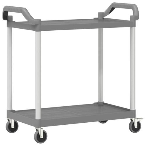 Vogn med 2 hylder 99x50x97 cm aluminium grå