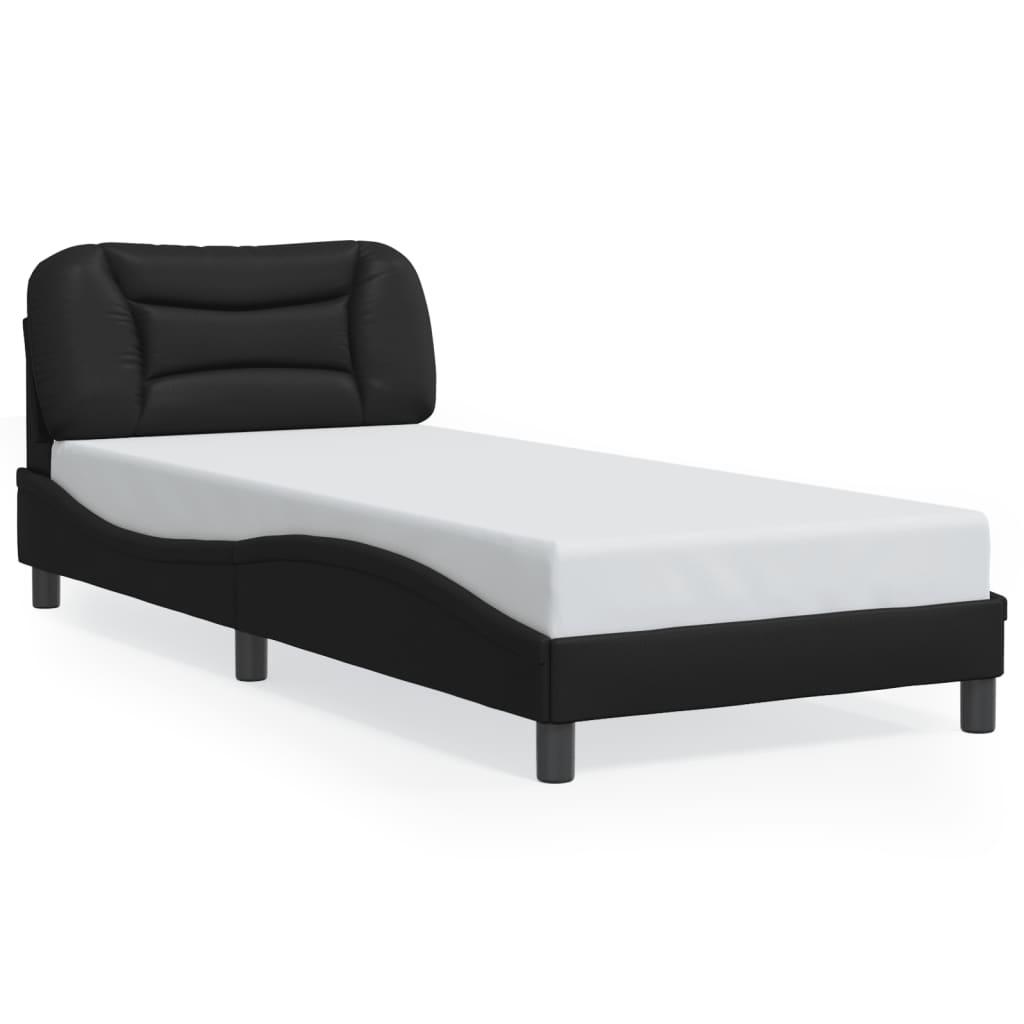 Sengeramme med LED-lys 90x200 cm kunstlæder sort