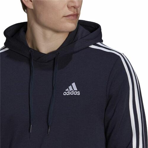 Hættetrøje til Mænd Adidas Essentials 3 Stripes Marineblå L