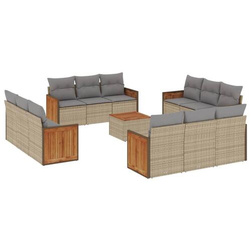 Sofasæt til haven 13 dele med hynder polyrattan beige
