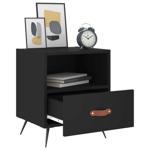 Sengeborde 2 stk. 40x35x47,5 cm konstrueret træ sort