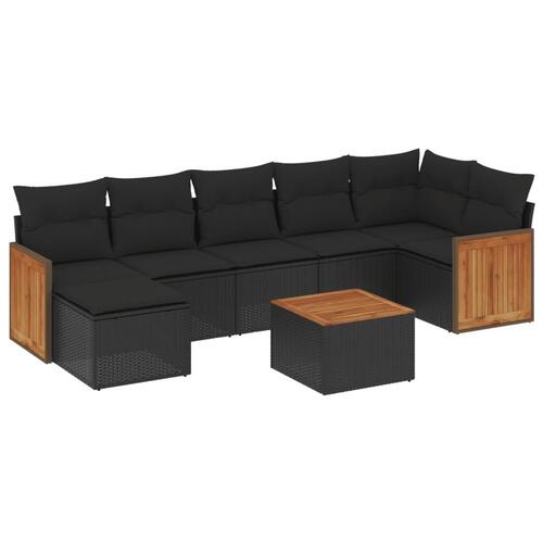 Sofasæt til haven 8 dele med hynder polyrattan sort