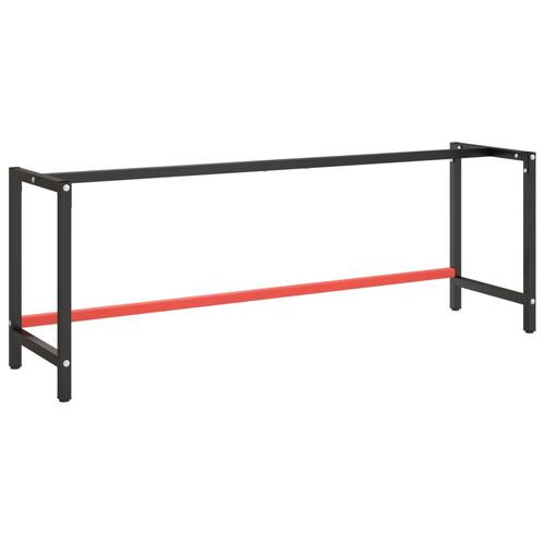 Stel til arbejdsbænk 220x57x79 cm metal mat sort og mat rød