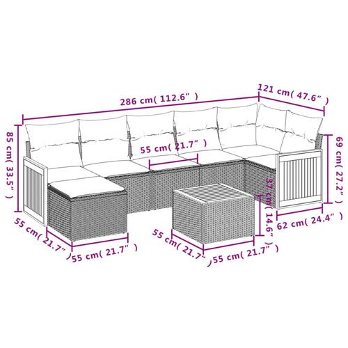 Sofasæt til haven 8 dele med hynder polyrattan beige