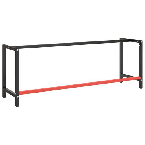 Stel til arbejdsbænk 220x57x79 cm metal mat sort og mat rød