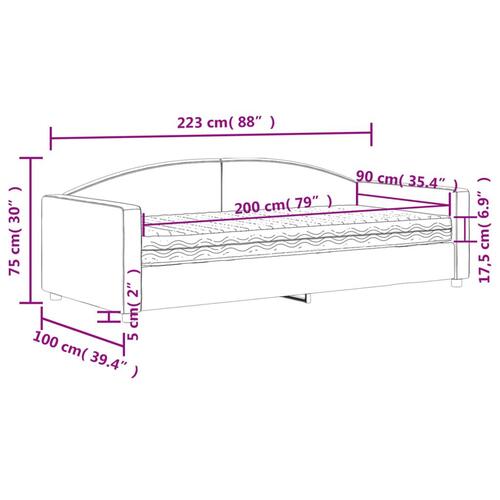 Daybed med madras 90x200 cm stof lysegrå