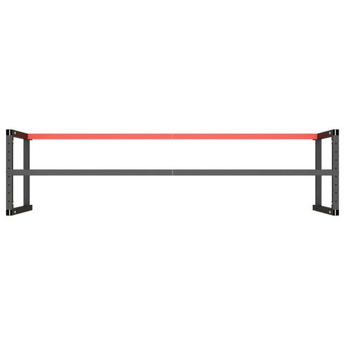 Stel til arbejdsbænk 220x57x79 cm metal mat sort og mat rød