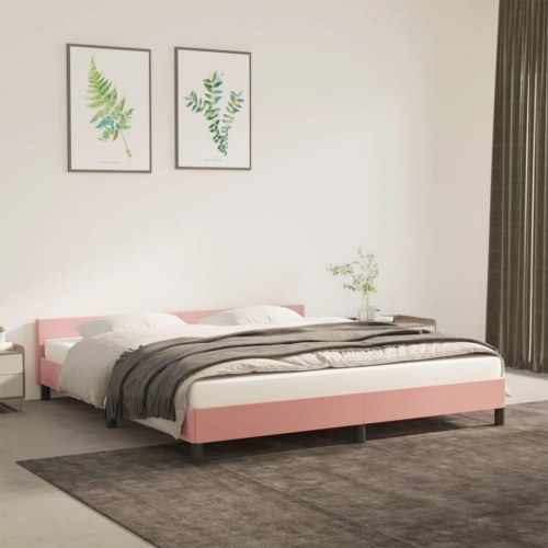 Sengeramme med hovedgærde uden madras Pink 160x200 cm Fløjl
