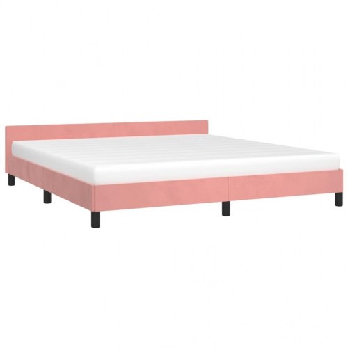 Sengeramme med hovedgærde uden madras Pink 160x200 cm Fløjl
