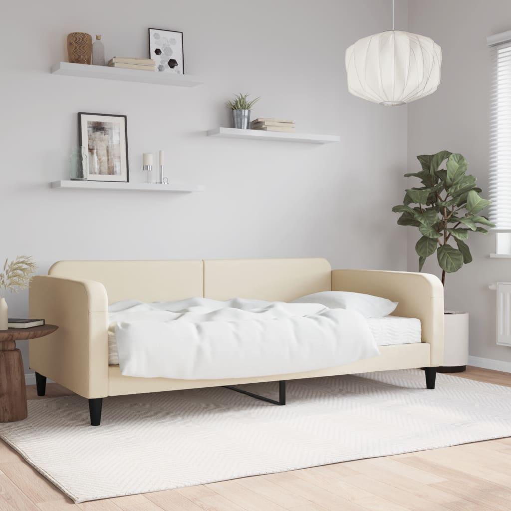 Daybed Stof Farvet Creme - med madras / 80 x 200 cm