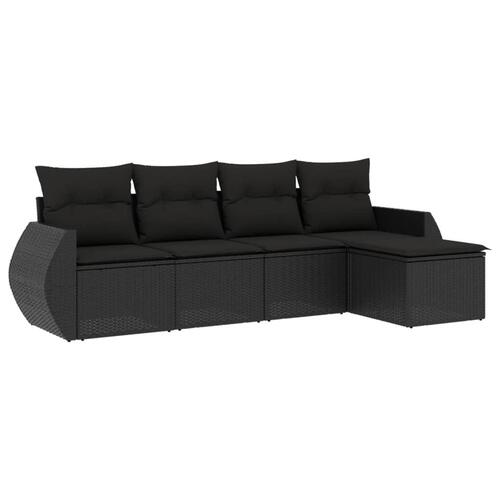 Sofasæt til haven 5 dele med hynder polyrattan sort