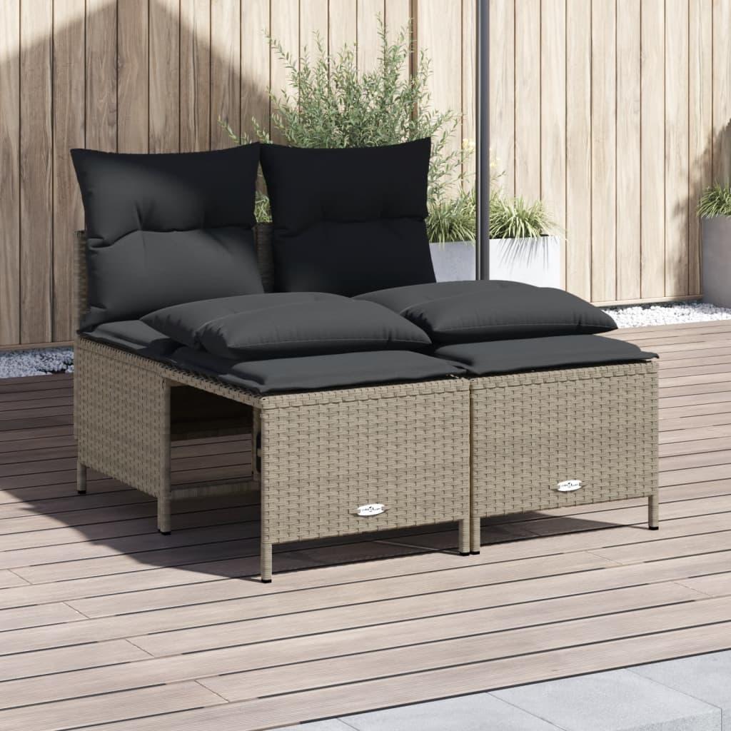 Sofasæt til haven 4 dele med hynder polyrattan lysegrå billede