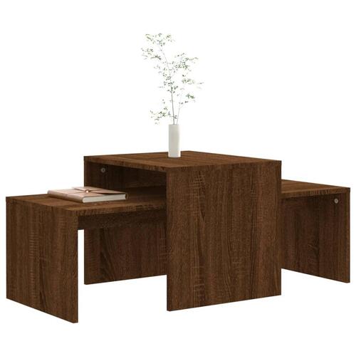 Sofabordssæt 100x48x40 cm konstrueret træ brun egetræsfarve