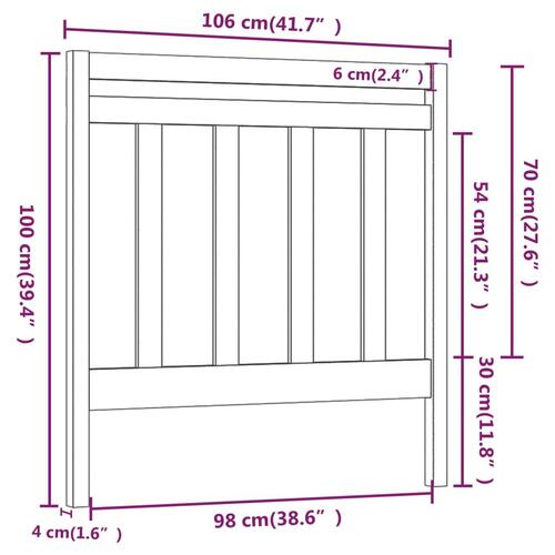 Sengegærde 106x4x100 cm massivt fyrretræ hvid