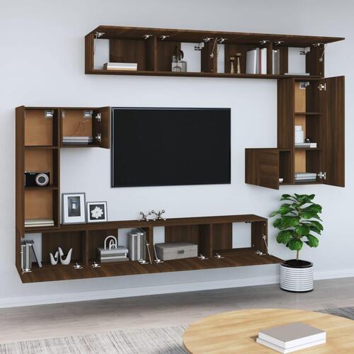 Væghængt tv-bord 37x37x72 cm konstrueret træ brun egetræsfarve