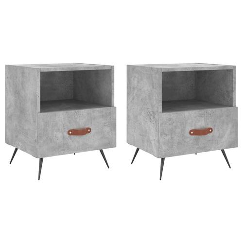 Sengeborde 2 stk. 40x35x47,5 cm konstrueret træ betongrå