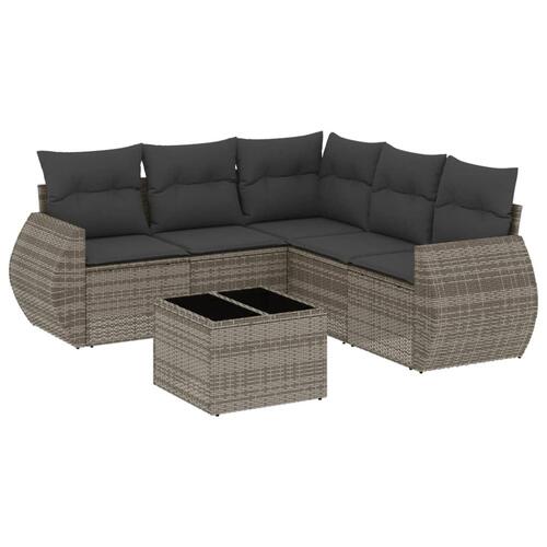 Sofasæt til haven 6 dele med hynder polyrattan grå