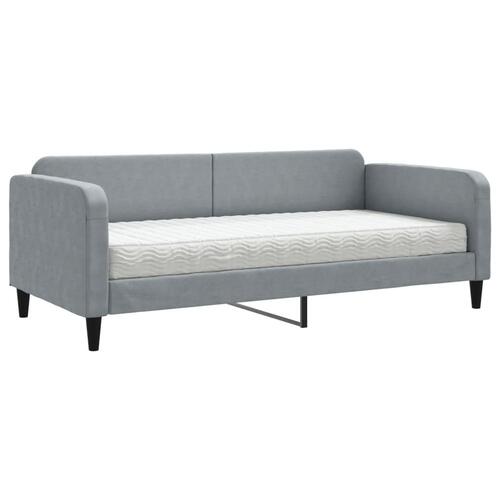 Daybed med madras 90x200 cm stof lysegrå
