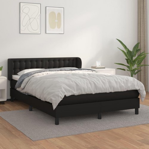 Kontinentalseng med madras 140×190 cm - kunstlæder, sort