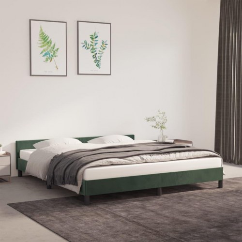 Sengeramme i fløjl med sengegavl - mørkegrøn 180 × 200 cm