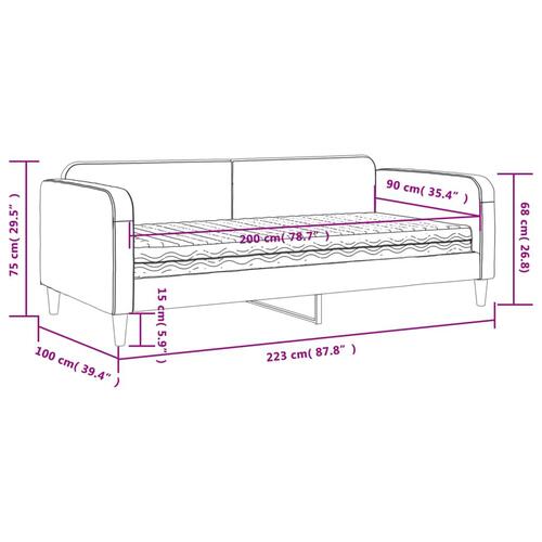 Daybed med madras 90x200 cm stof lysegrå