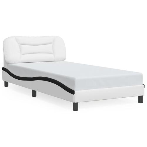Sengeramme med LED-lys 100x200 cm kunstlæder hvid og sort