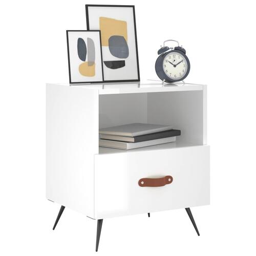 Sengeborde 2 stk. 40x35x47,5 cm konstrueret træ hvid højglans