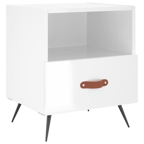 Sengeborde 2 stk. 40x35x47,5 cm konstrueret træ hvid højglans