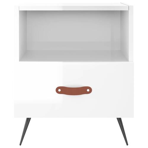 Sengeborde 2 stk. 40x35x47,5 cm konstrueret træ hvid højglans