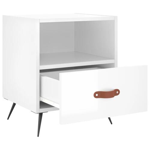 Sengeborde 2 stk. 40x35x47,5 cm konstrueret træ hvid højglans