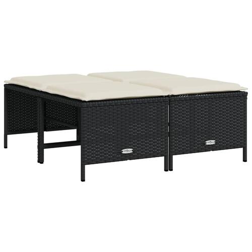 Haveskamler 4 stk. med hynder polyrattan sort