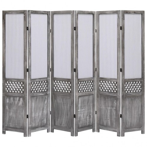 6-panels rumdeler 210 x 165 cm stof grå