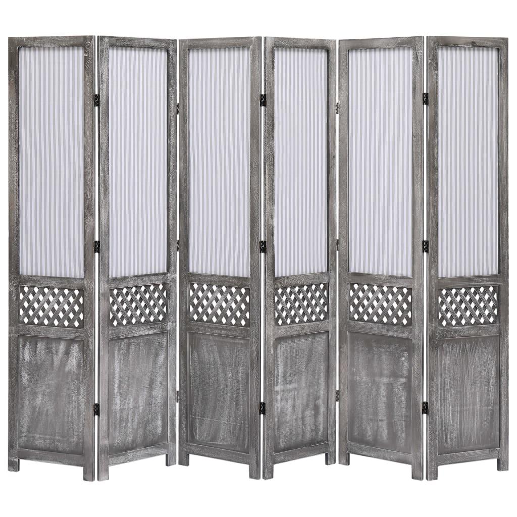 6-panels rumdeler 210 x 165 cm stof grå