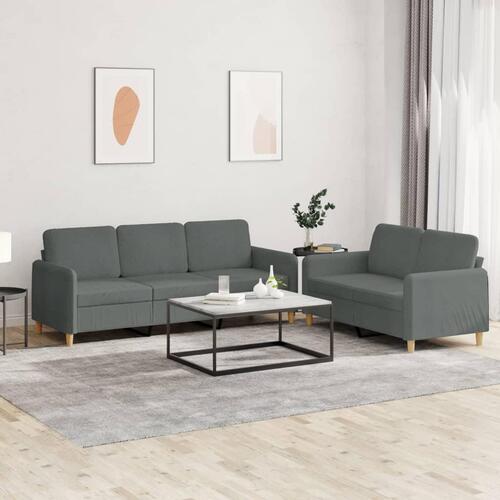 2 personers sofa med hynder stof mørkegrå