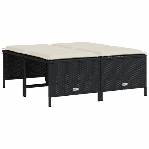Haveskamler 4 stk. med hynder polyrattan sort
