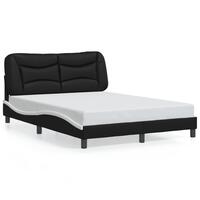 Sengeramme med LED-lys 120x200 cm kunstlæder sort og hvid