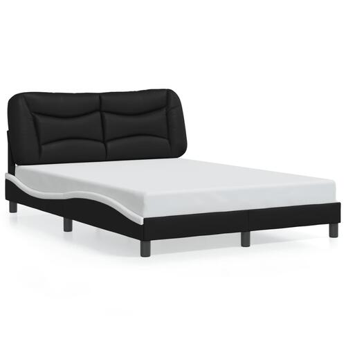 Sengeramme med LED-lys 120x200 cm kunstlæder sort og hvid