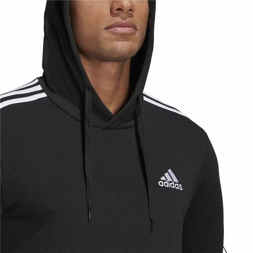 Hættetrøje til Mænd Adidas Essentials 3 Stripes Sort L