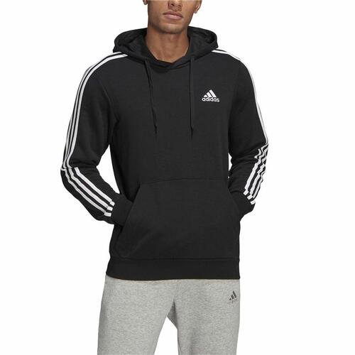 Hættetrøje til Mænd Adidas Essentials 3 Stripes Sort L