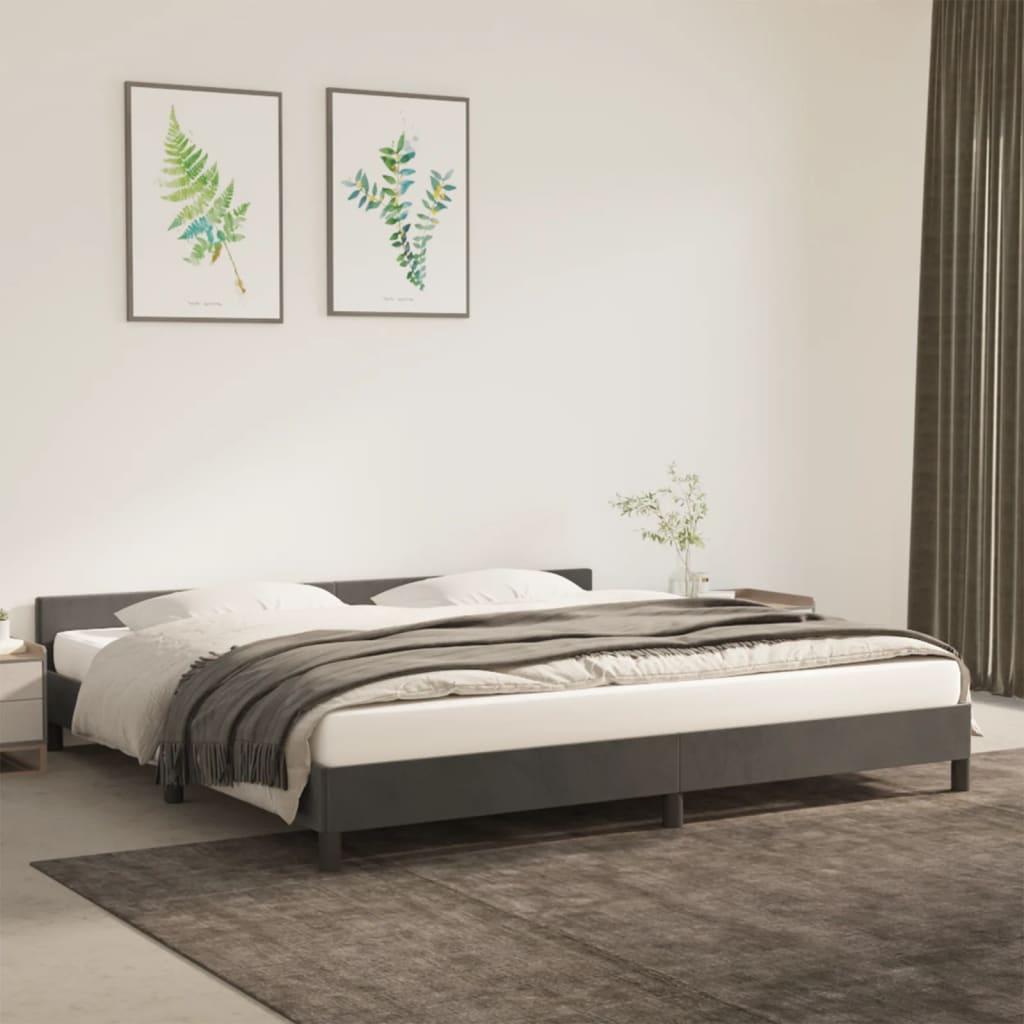 Sengeramme uden madras Mørkegrå 200x200 cm Fløjl billede