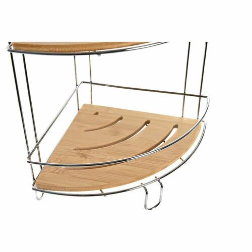 Badeværelse reol Bambus Aluminium Rustfrit krom metal Natur 19,5 x 19,5 x 47 cm