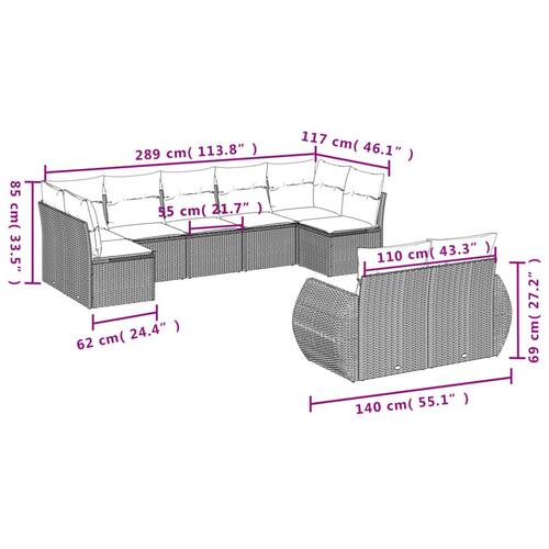 Sofasæt til haven 9 dele med hynder polyrattan beige