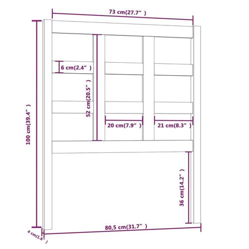 Sengegærde 80,5x4x100 cm massivt fyrretræ