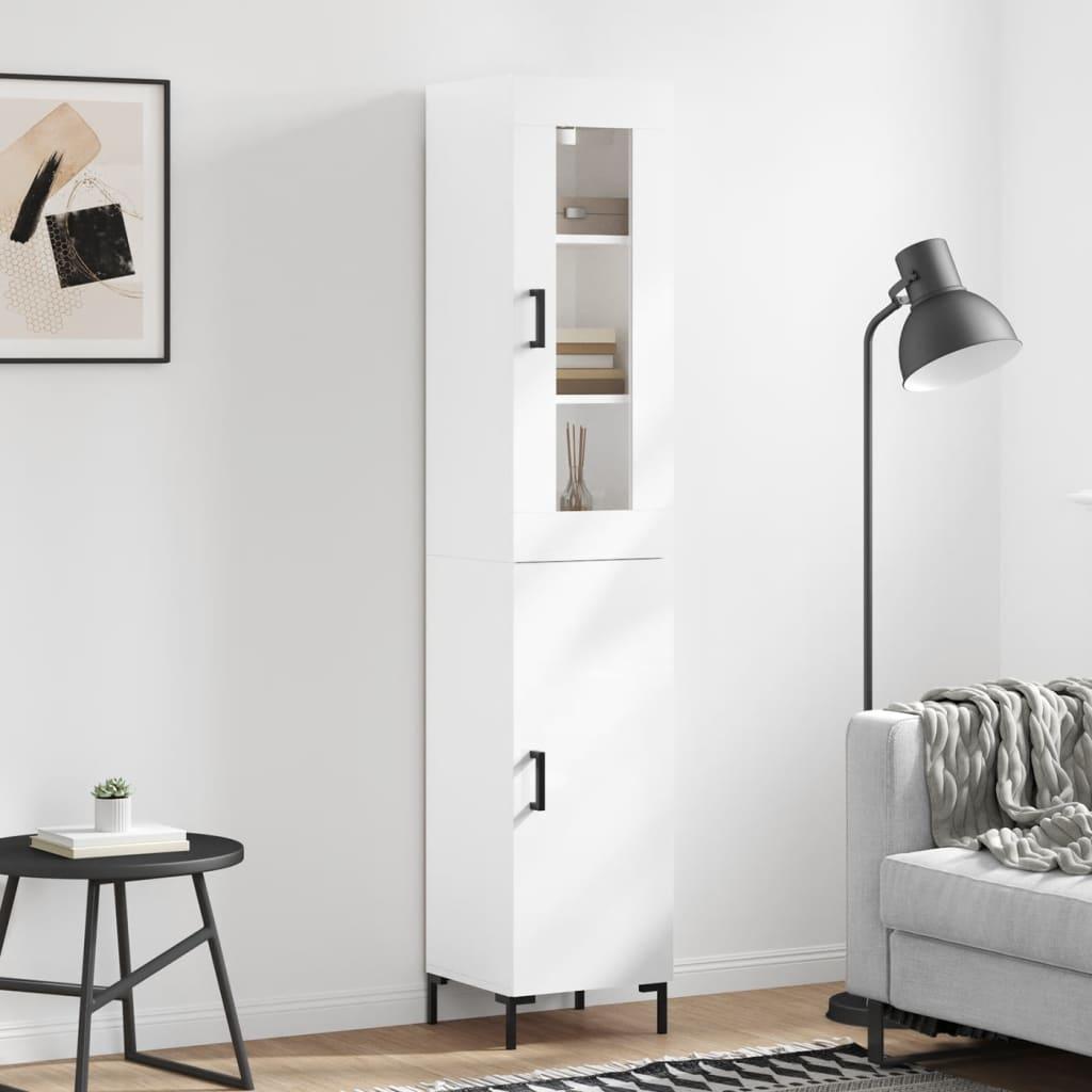 Skab 34,5x34x180 cm konstrueret træ hvid højglans