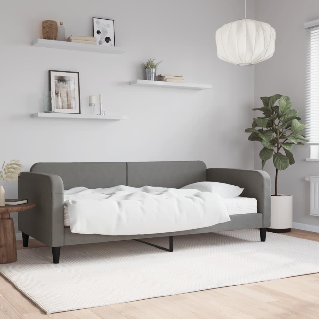 Daybed med madras 90x200 cm stof mørkegrå billede