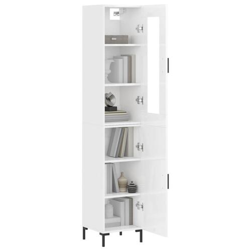 Skab 34,5x34x180 cm konstrueret træ hvid højglans