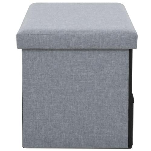 Sammenfoldelig opbevaringsbænk imiteret linned 76 x 38 x 38 cm lysegrå