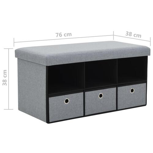 Sammenfoldelig opbevaringsbænk imiteret linned 76 x 38 x 38 cm lysegrå