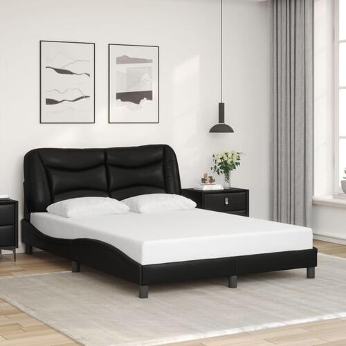 Sengeramme med LED-lys 140x190 cm kunstlæder sort