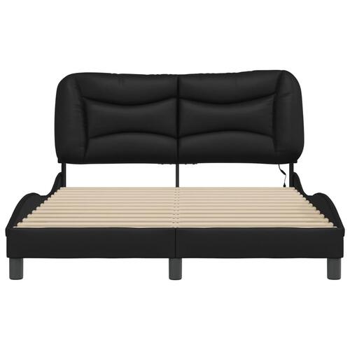 Sengeramme med LED-lys 140x190 cm kunstlæder sort